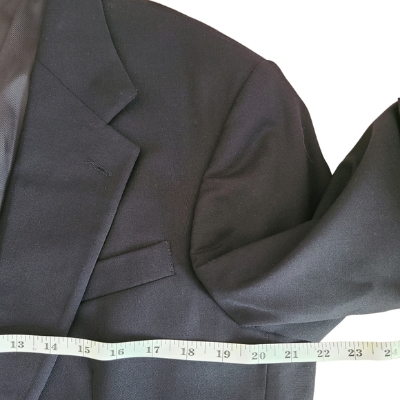 Oscar de la Renta 40R Sport Coat Blazer Jacket 100% Wool Solid Black 2 Button.E - Picture 7 of 11